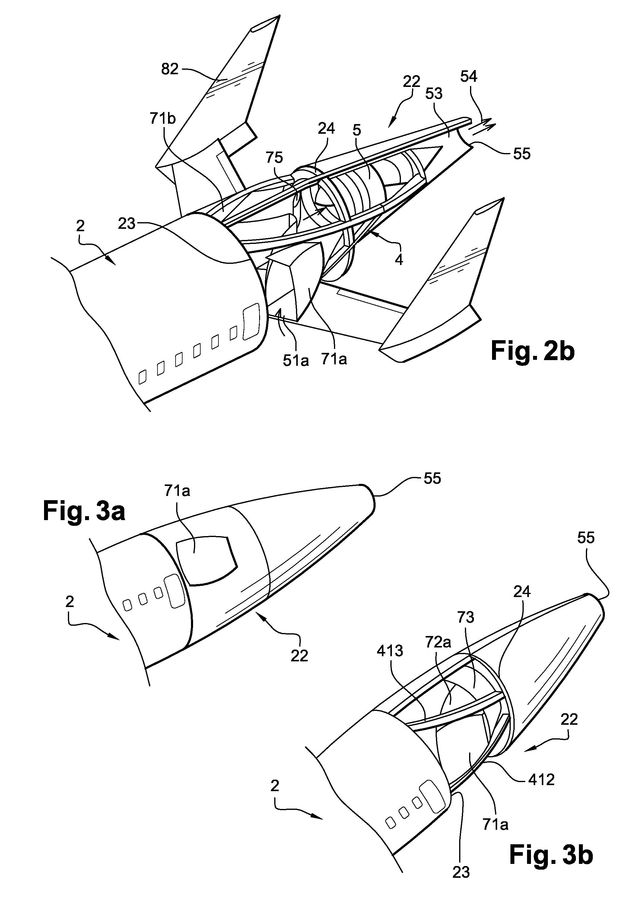 Rear propulsion system with lateral air inlets for an aircraft with such system