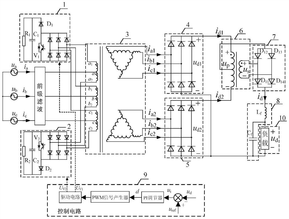 Simplified multi-pulse rectifier based on double-switch power electronic phase-shifting transformer