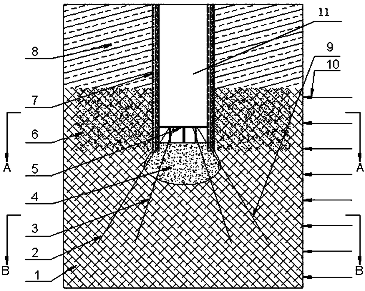 Novel method for preventing water inrush from shaft wall in shaft aquifer sinking