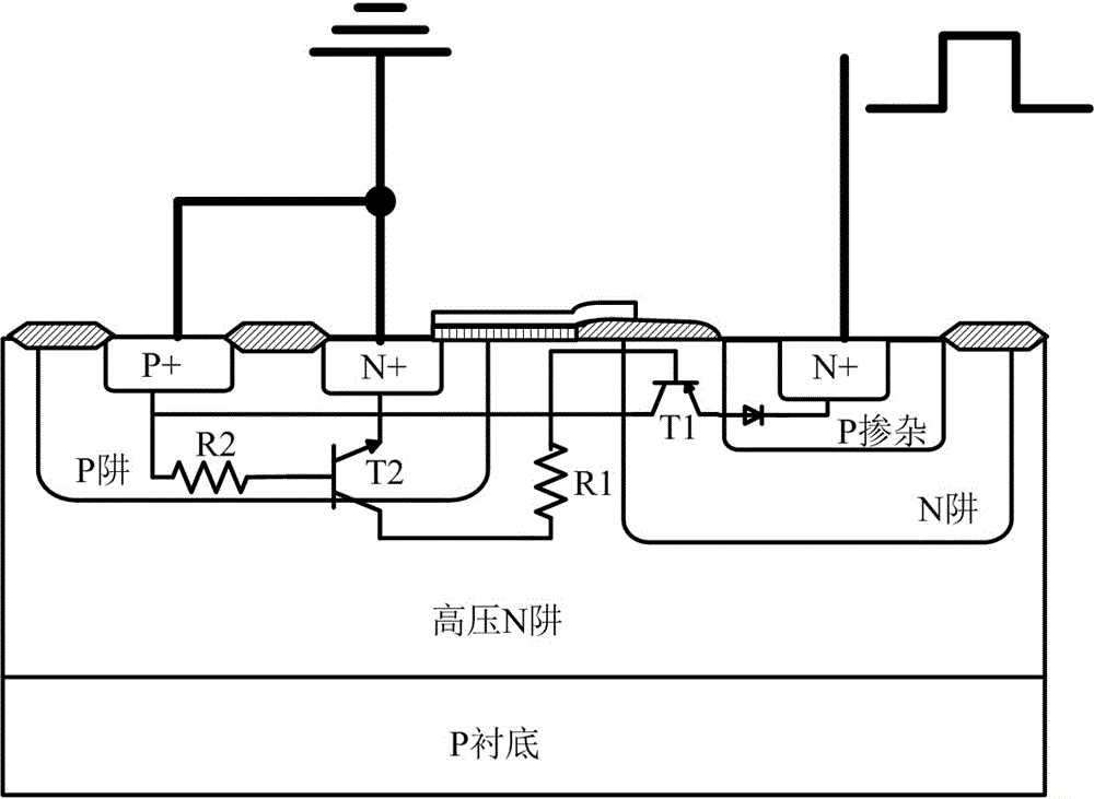 An esd protection device with ldmos structure with high sustain voltage