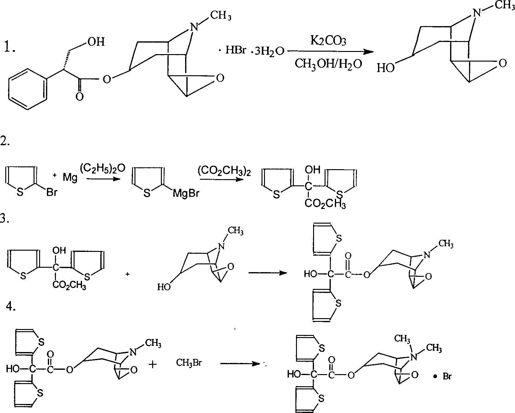 Preparation process of thiatro bromoaminium anhydrous compound