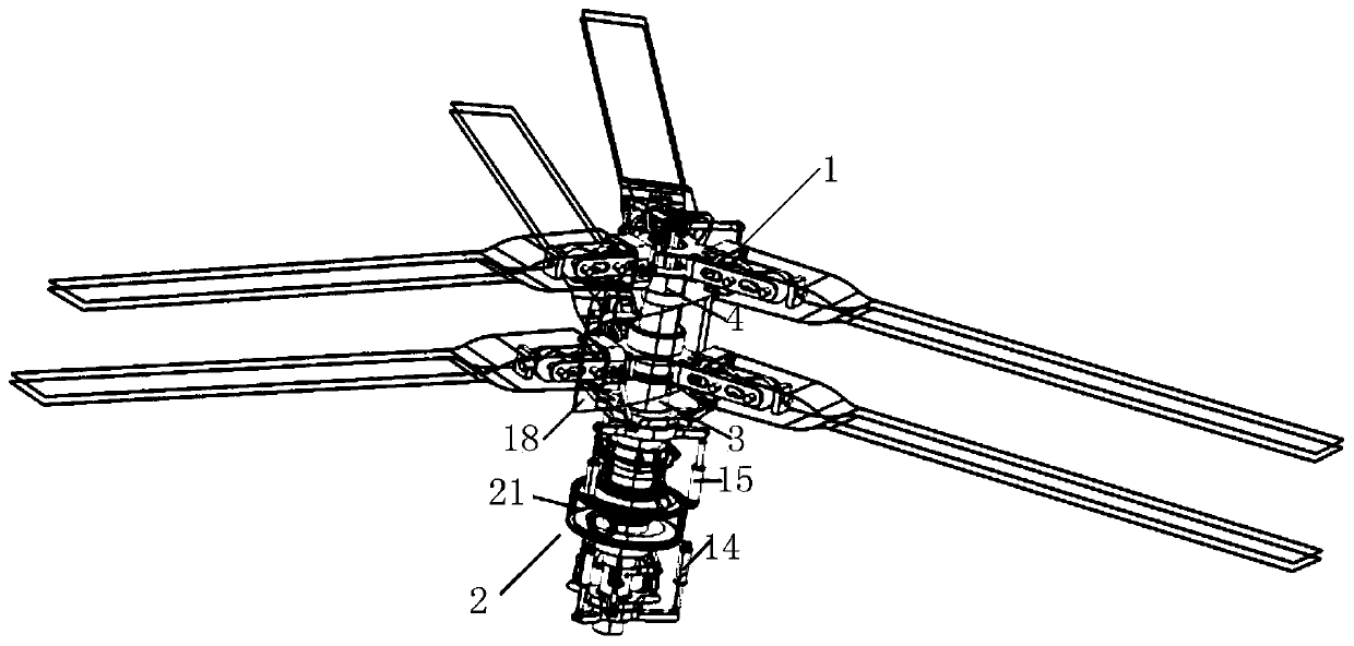 Coaxial rotor wing control device