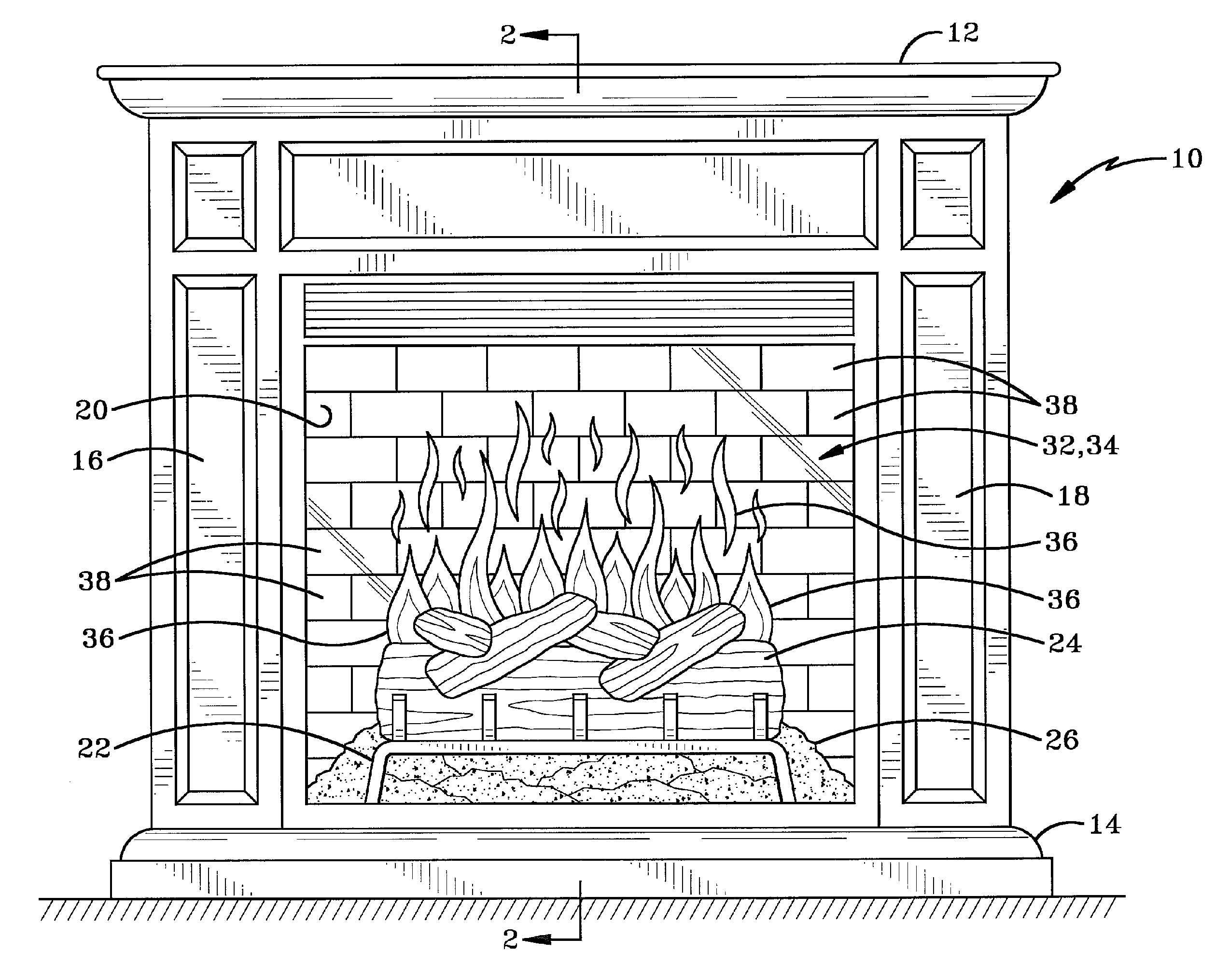 Three-dimensional panel for use in electric fireplaces and fireplace incorporating the same