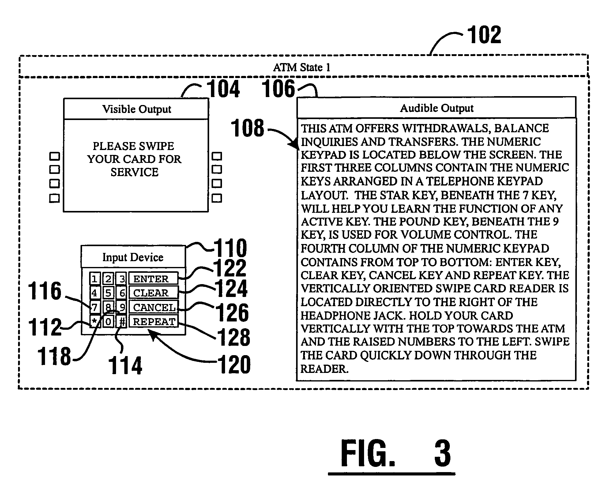 Automated banking machine audible user interface system and method