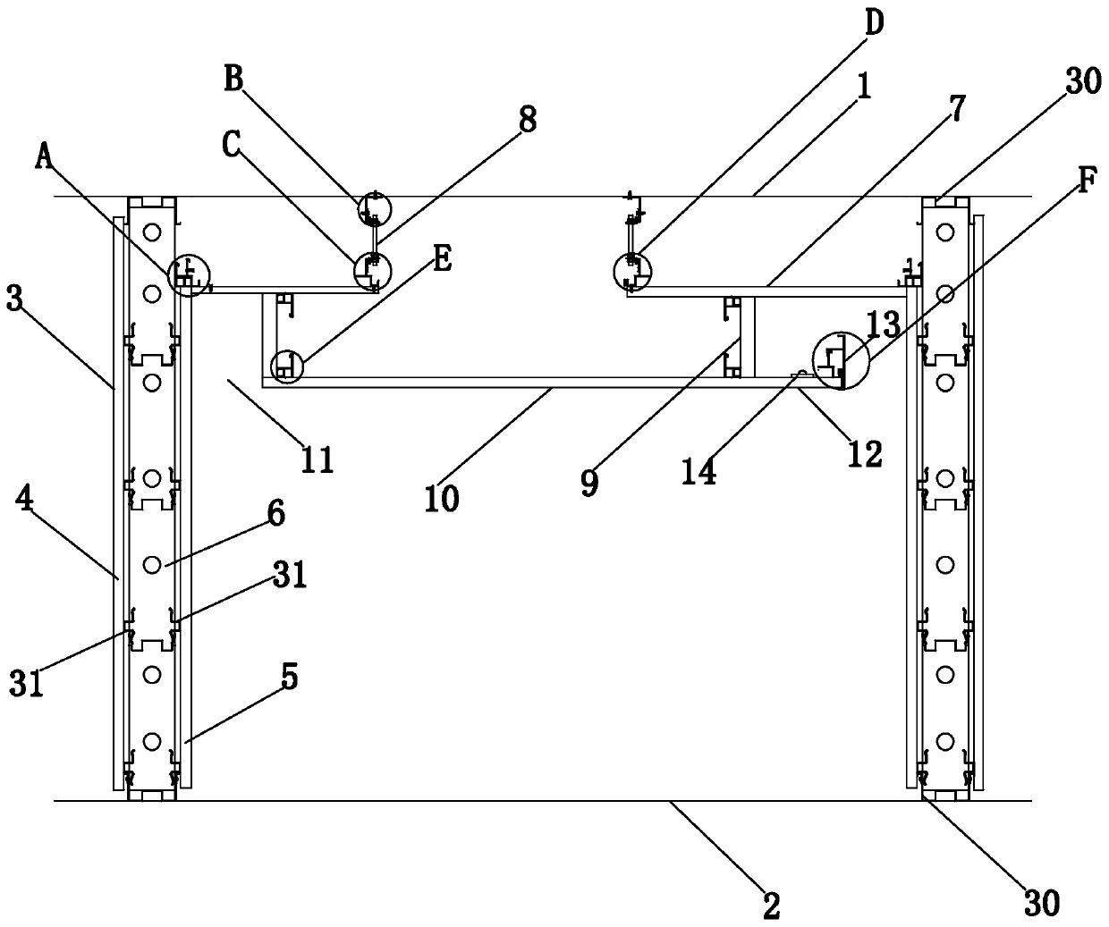 Fabricated partition wall ceiling structure