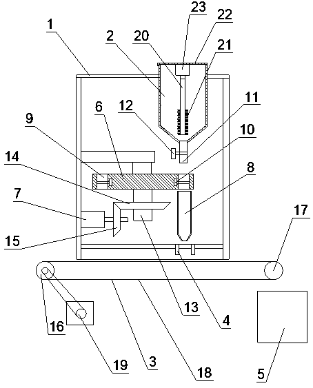 Automatic packaging device for drinks packaged in bags and formed by being mixed with water