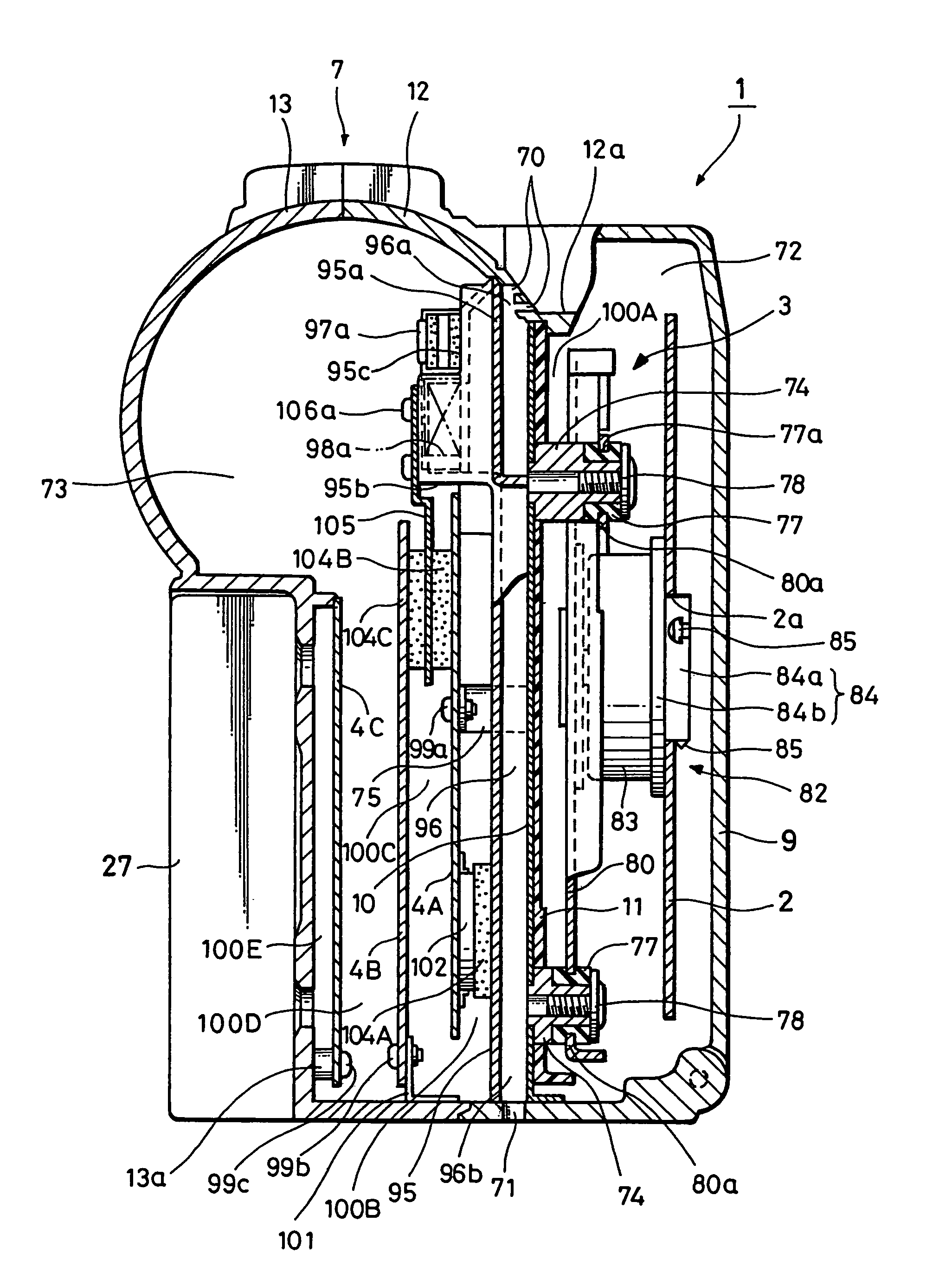 Disc recording and/or reproducing apparatus having a case with a partition wall for forming two chambers