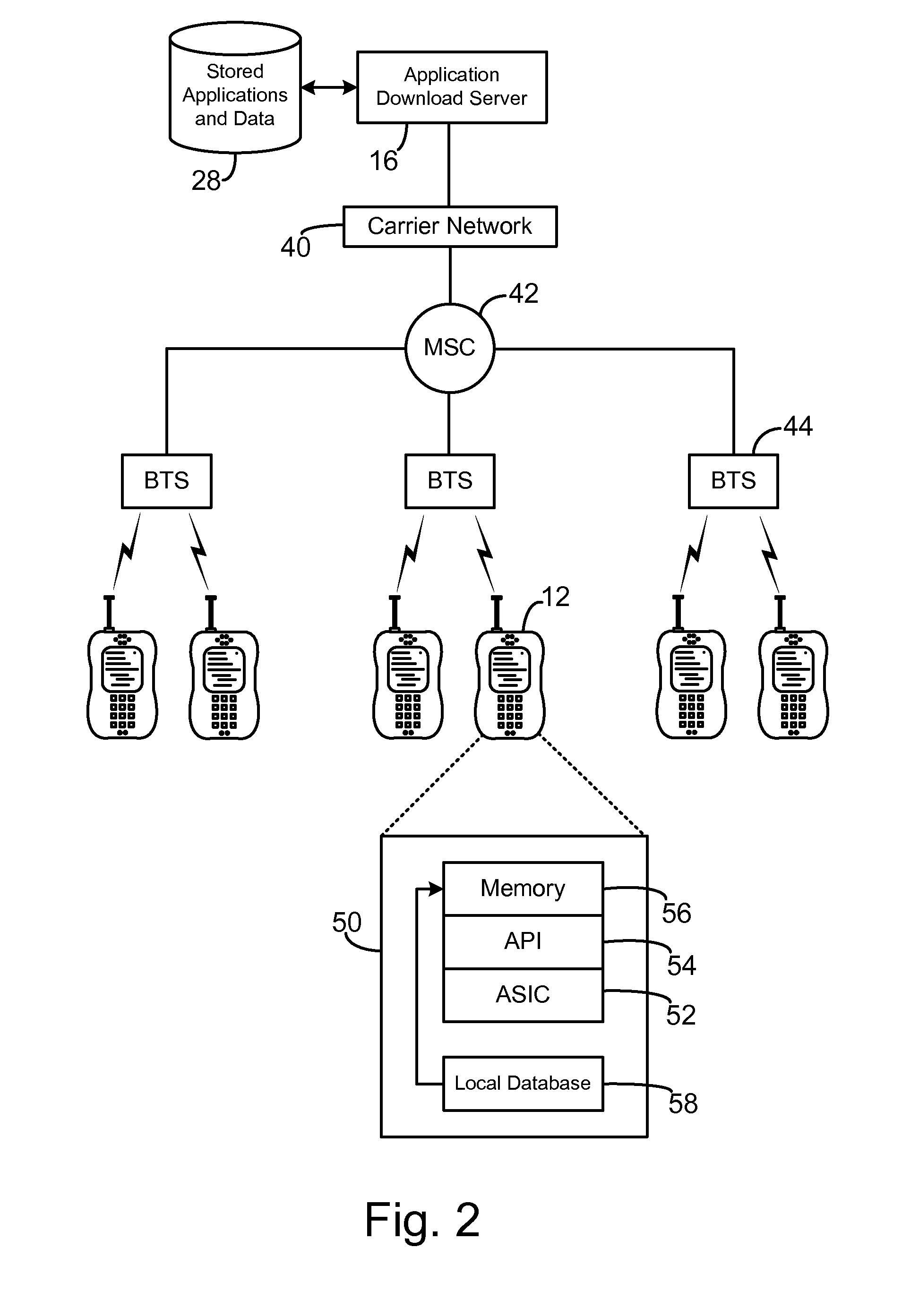 Application catalog on an application server for wireless devices