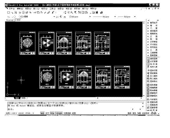 Automatic construction drawing printing method based on computer-aided design (CAD) format