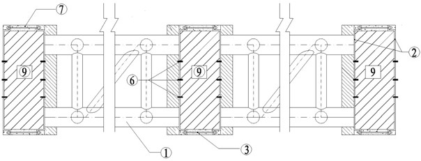 Connecting joint structure of rear steel longitudinal beam and old concrete cross beam and construction method