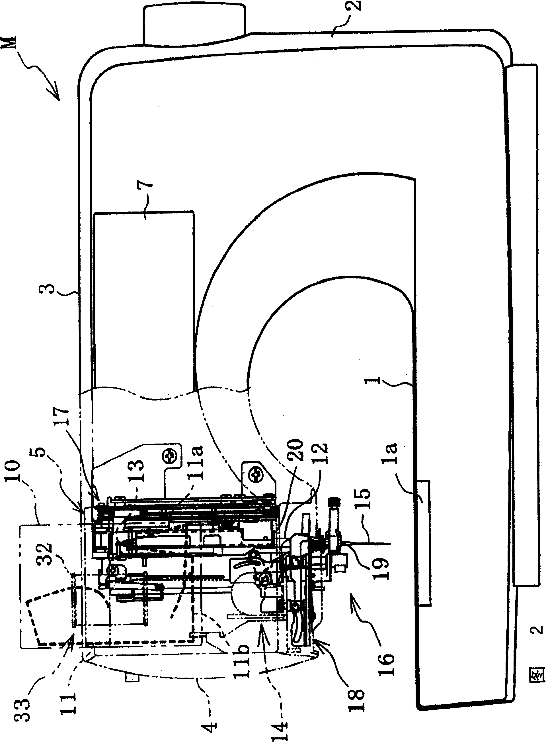 Sewing machine and thread box mounted on it