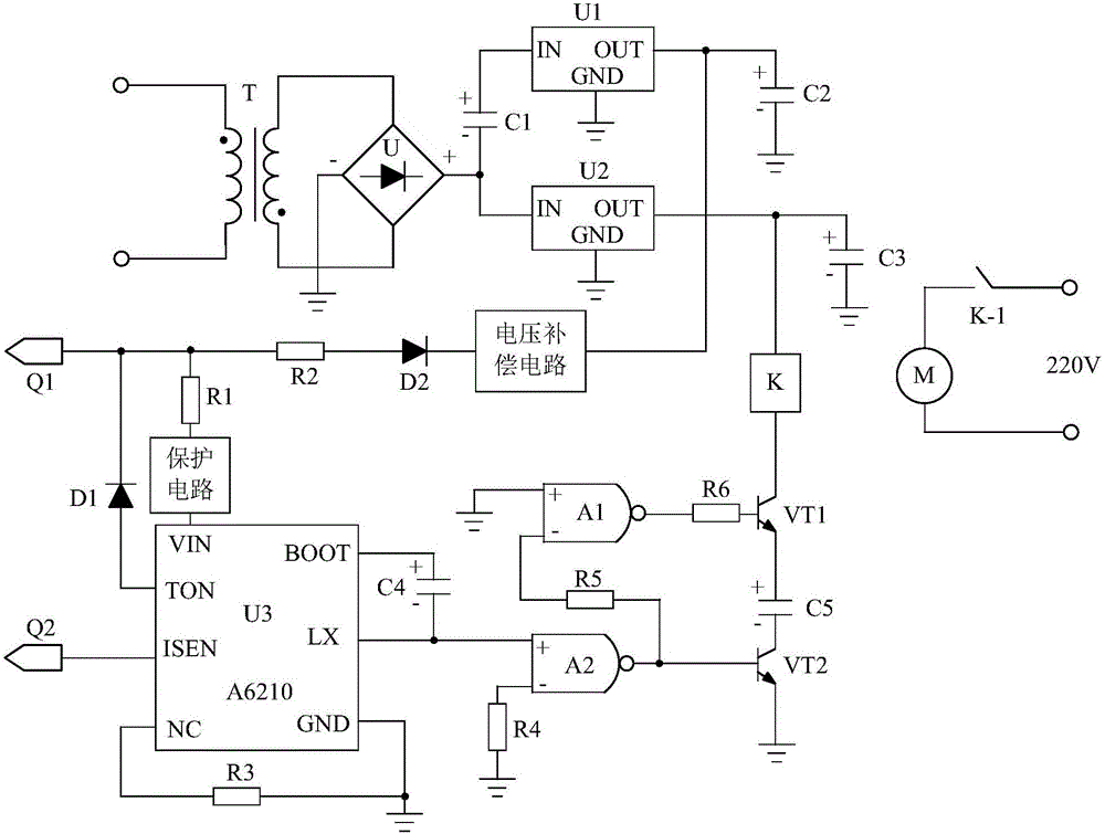 Protective automatic irrigation control system based on voltage compensation circuit