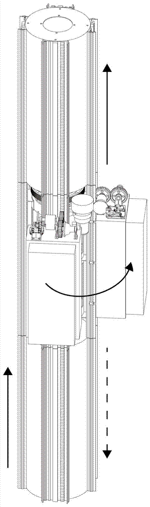 Movable rack cordless circular vertical lifting mechanism