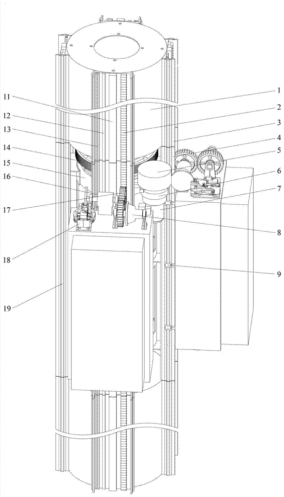 Movable rack cordless circular vertical lifting mechanism