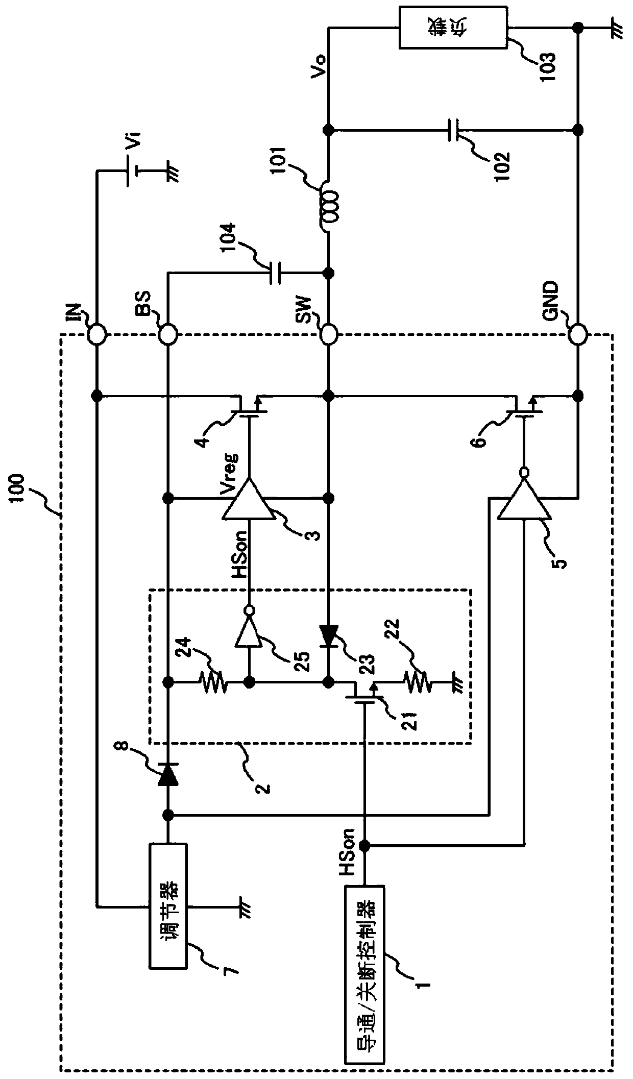 Control circuit of switching power supply device and switching power supply device