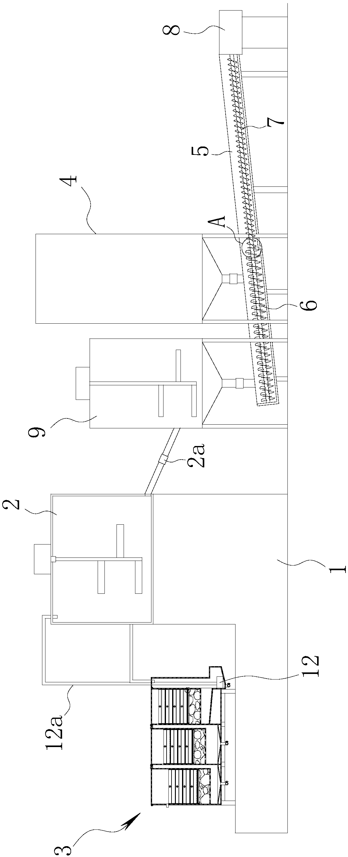 Production line for preparing organic fertilizer from pig manure sewage and pig manure