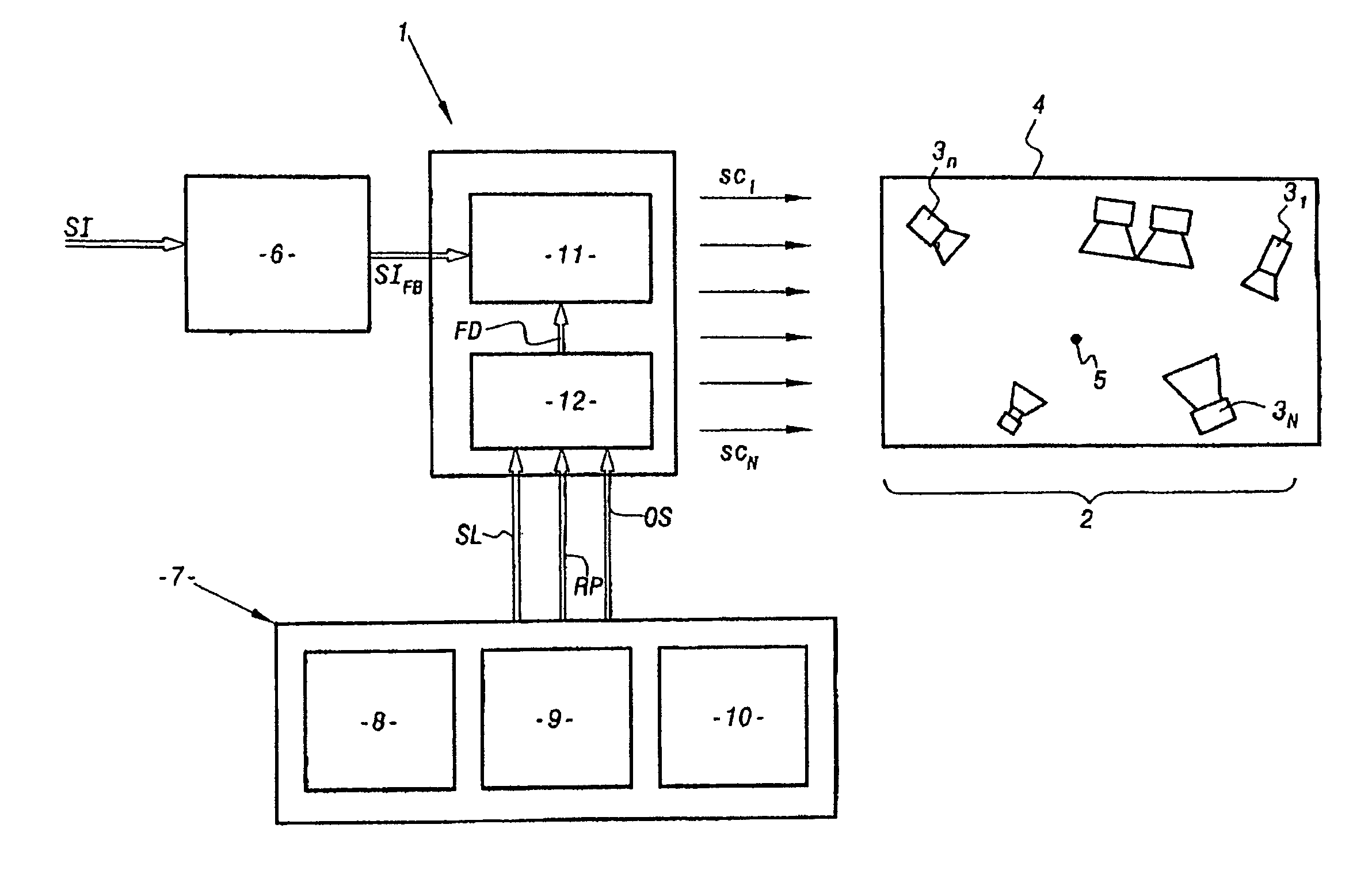 Method and device for control of a unit for reproduction of an acoustic field