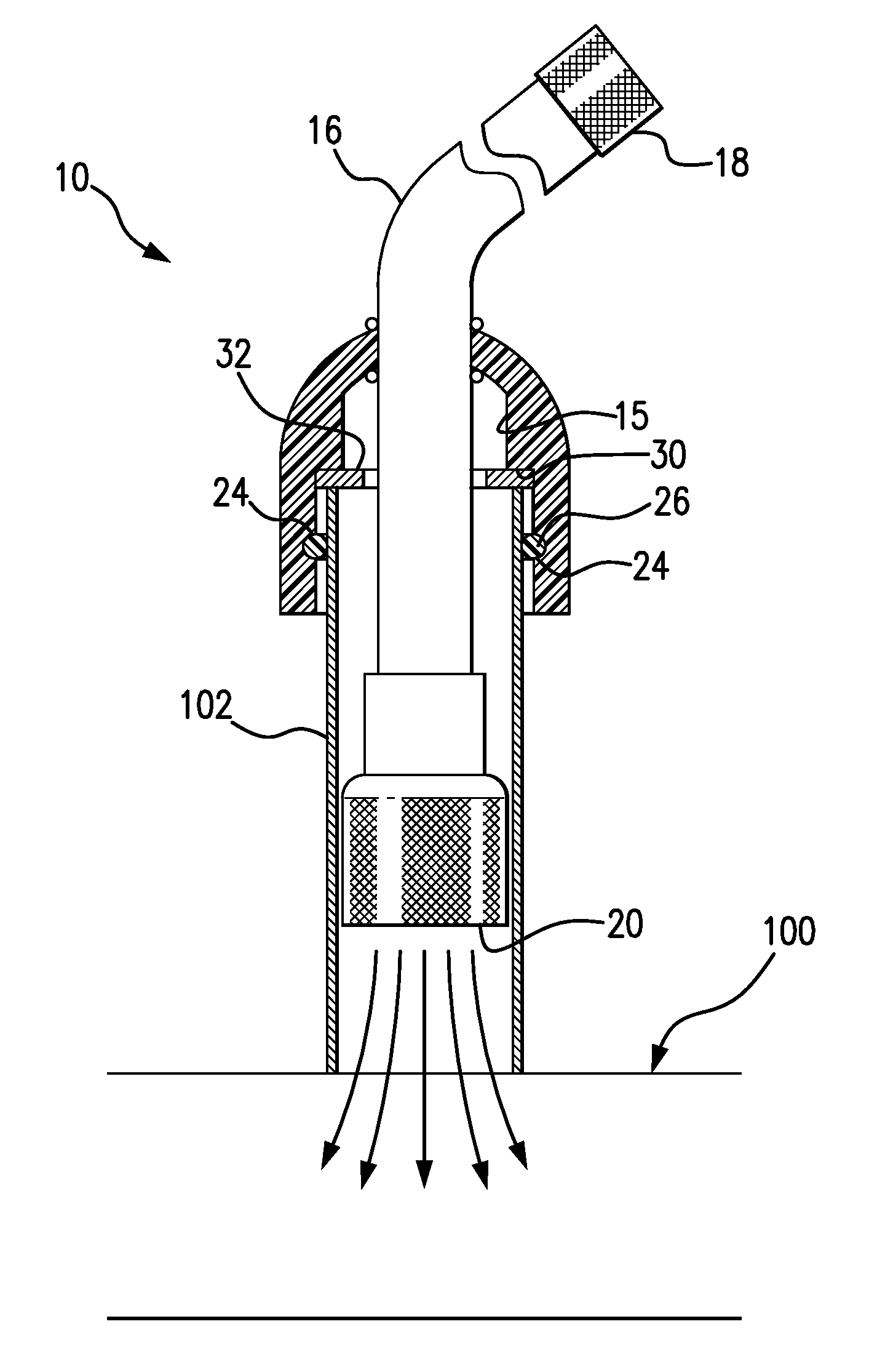 Hose attachment device for clearing drain lines
