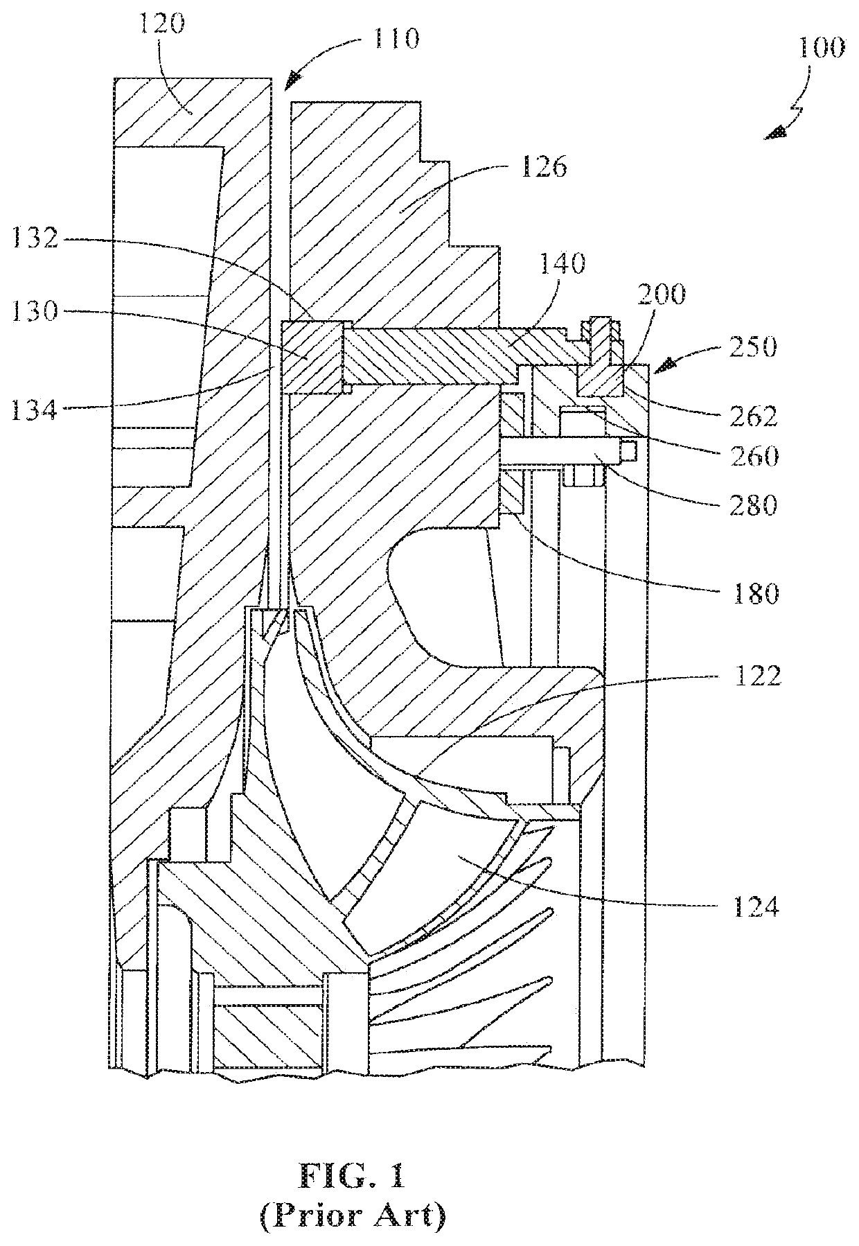 Variable geometry diffuser having extended travel and control method thereof