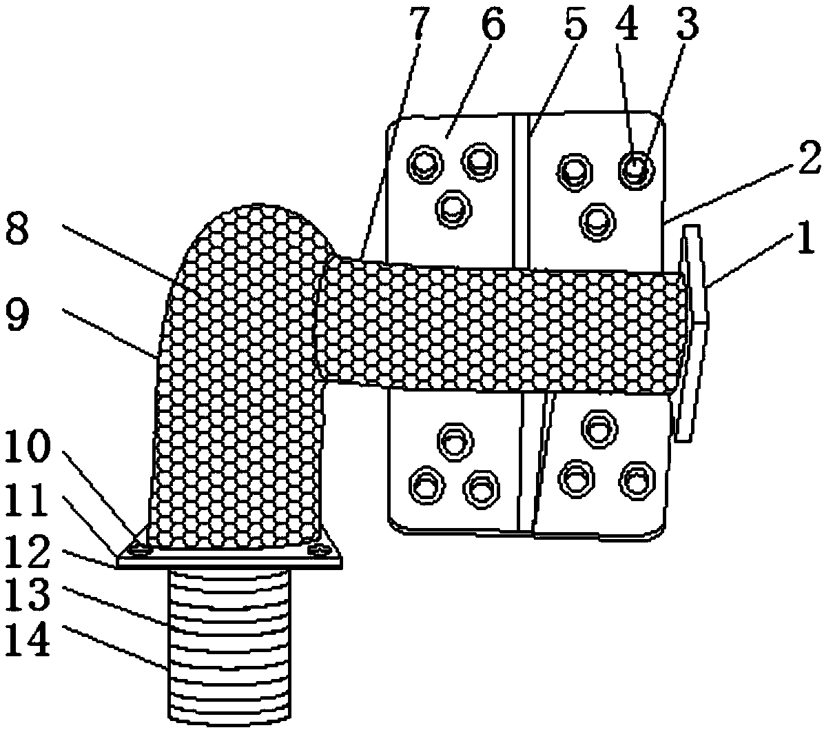 Exhaust pipe fixing frame of rice harvester