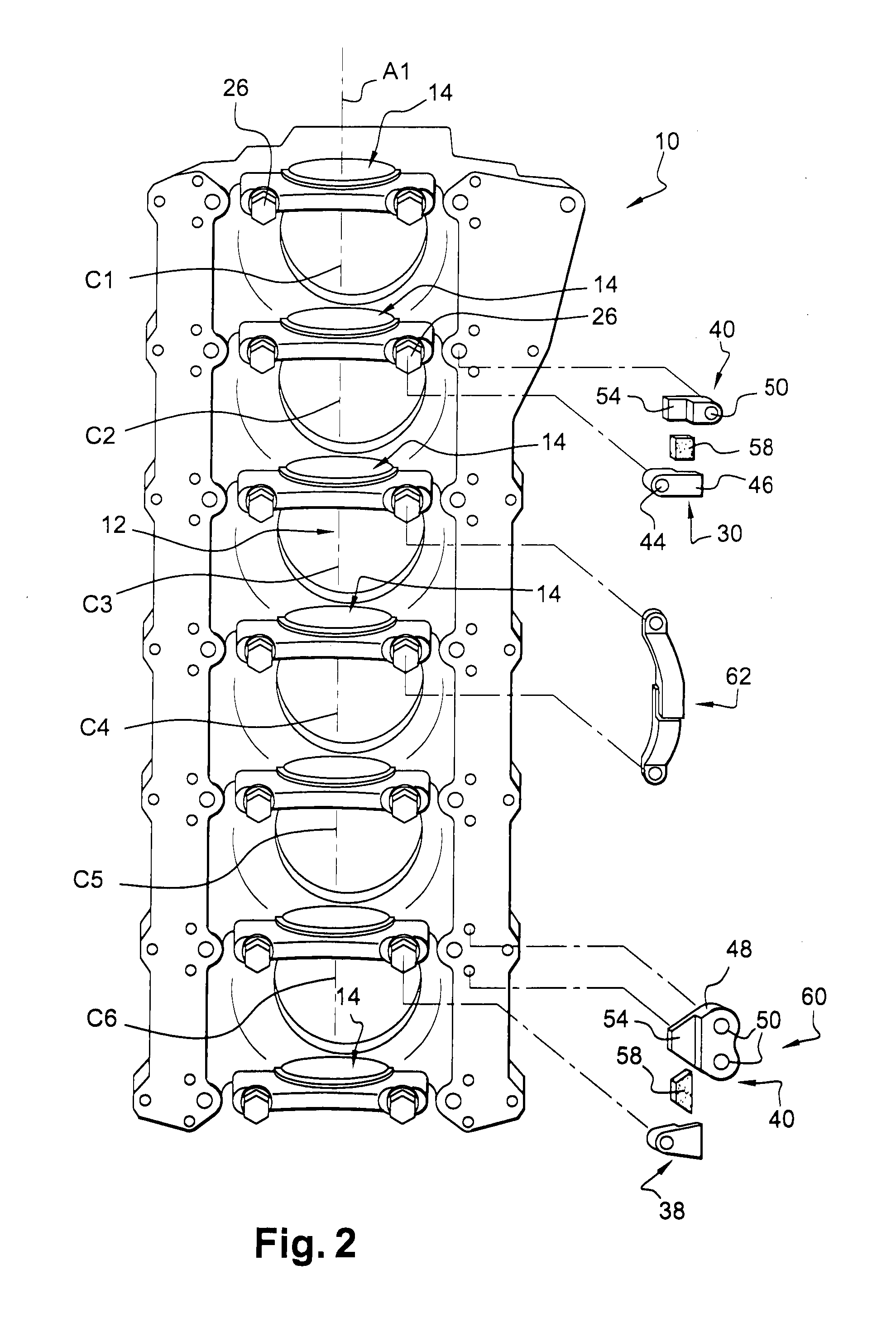 Improved internal combustion engine with bearing cap dampening