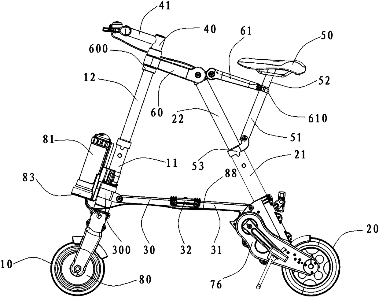 Portable folding type electric power-assisted bicycle