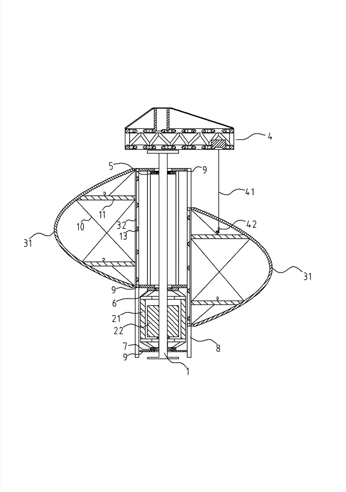 Device and method for avoiding stall caused by strong wind in vertical axis wind turbine
