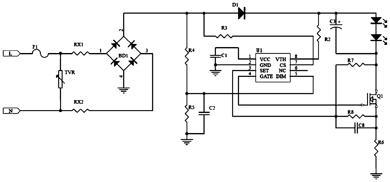 LED illumination driving current linear adjustment and dimming control circuit