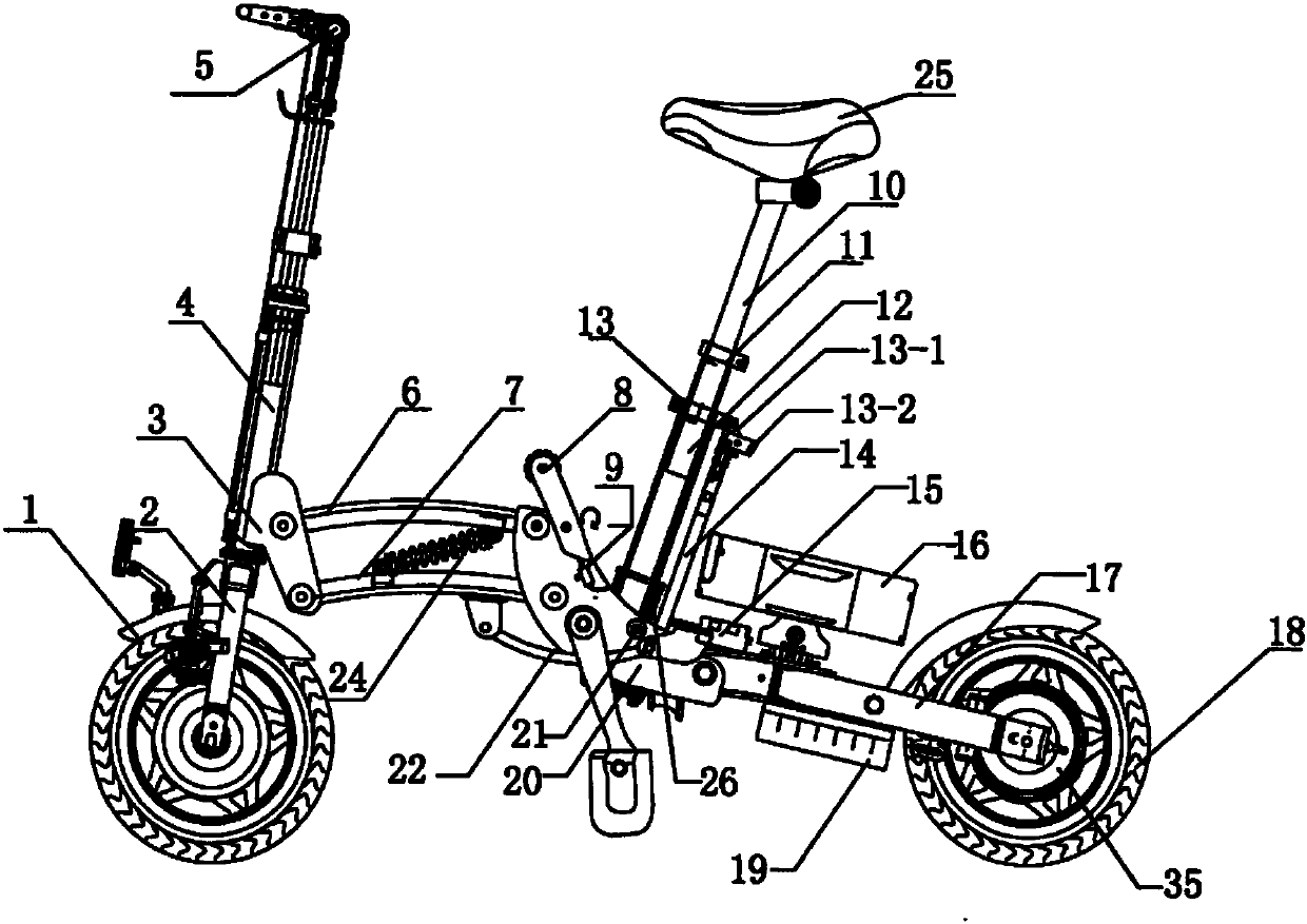 Semi-automatic and foldable moped