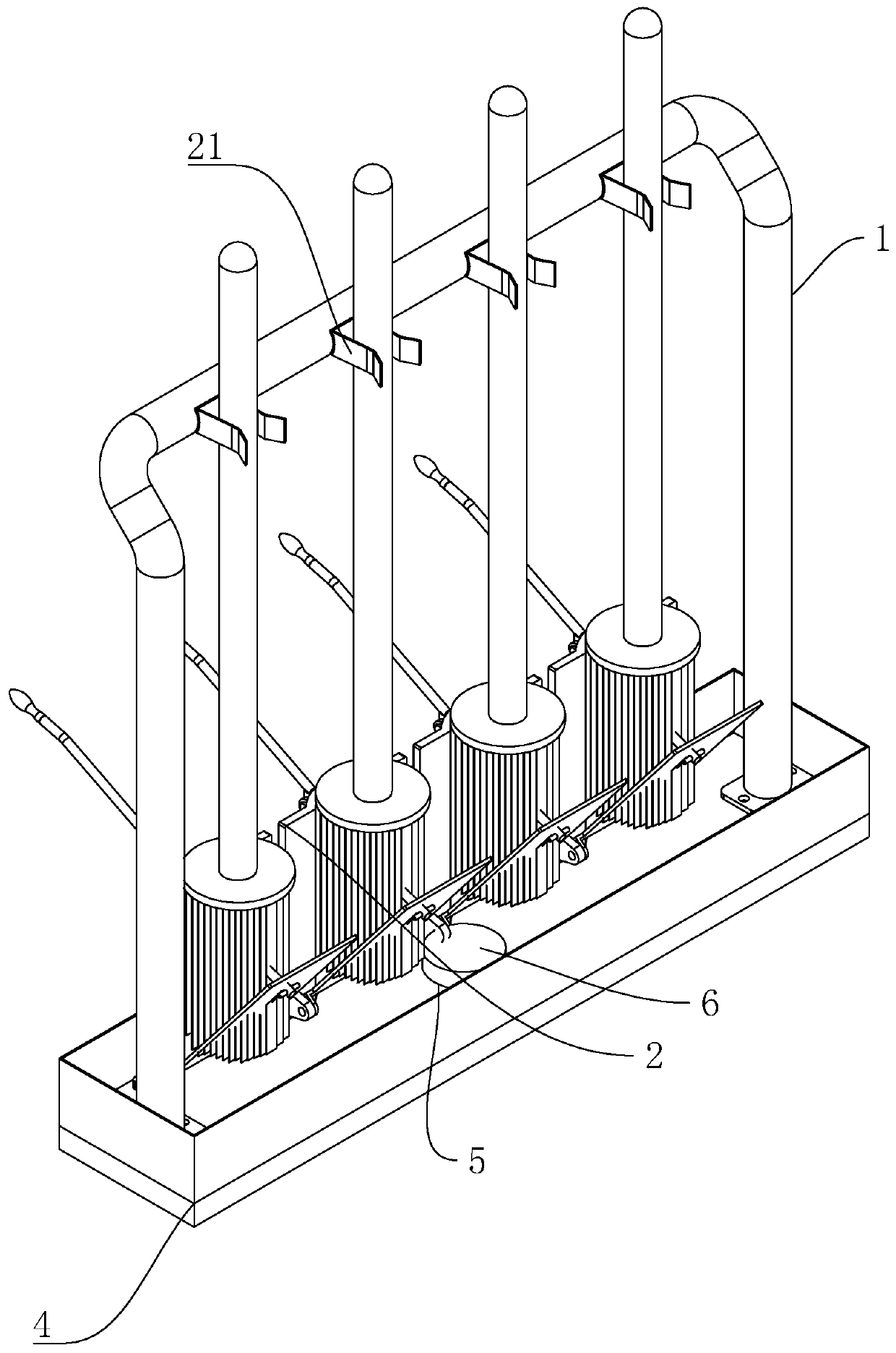 Cloth strip mop dewatering device