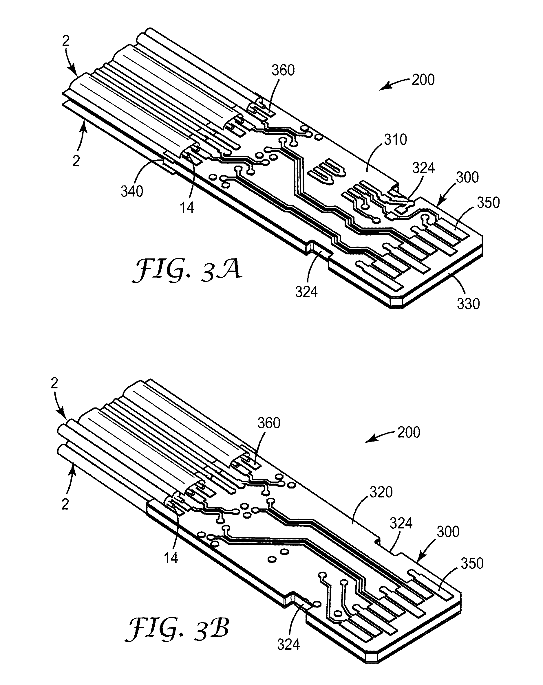 Connector with plurality of circuit board cable assemblies and overmold