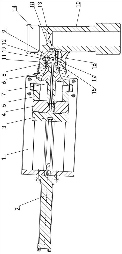 Horseshoe-shaped core pulling mechanism of downstream pipe fitting mold