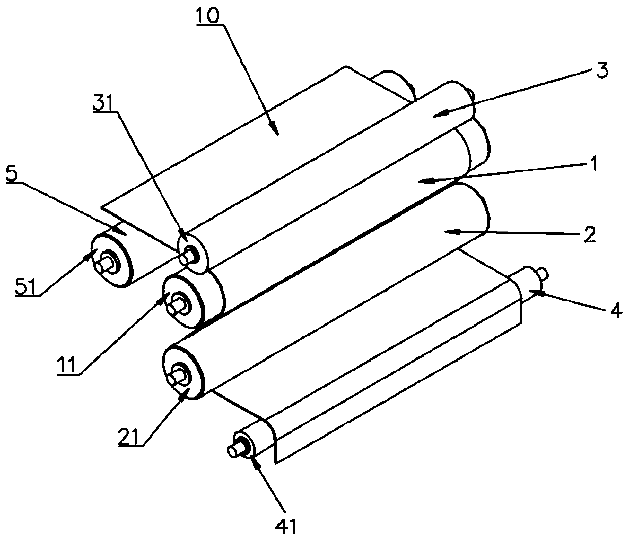 Roller conveying device for flexible belt materials