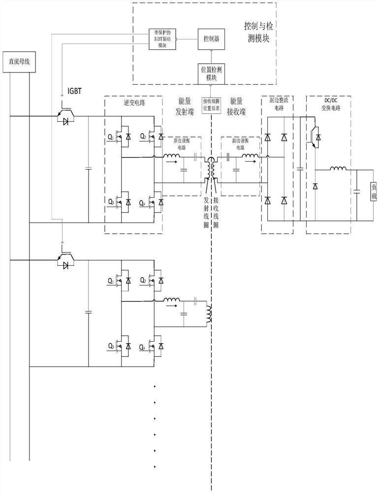 Dynamic wireless energy transmission circuit system and its real-time switching method of primary side multi-coils