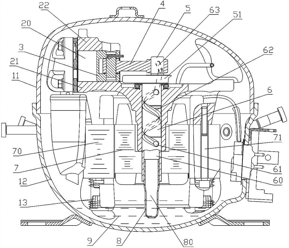 Refrigerator compressor and lubricating-oil supplying device