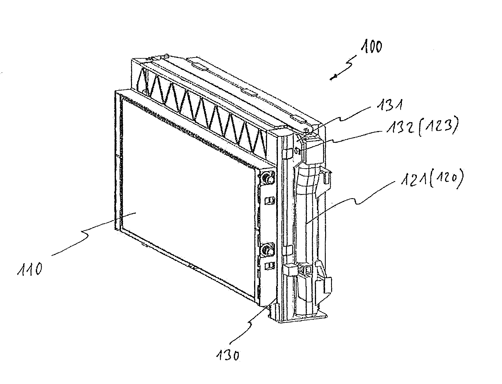 Cooling module and pair of adapters for module standardization