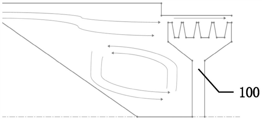 A bleed air arrangement for reducing the dissipation vortex in front of the grate plate