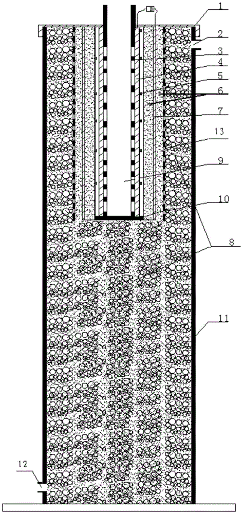 A treatment device for acid mine wastewater