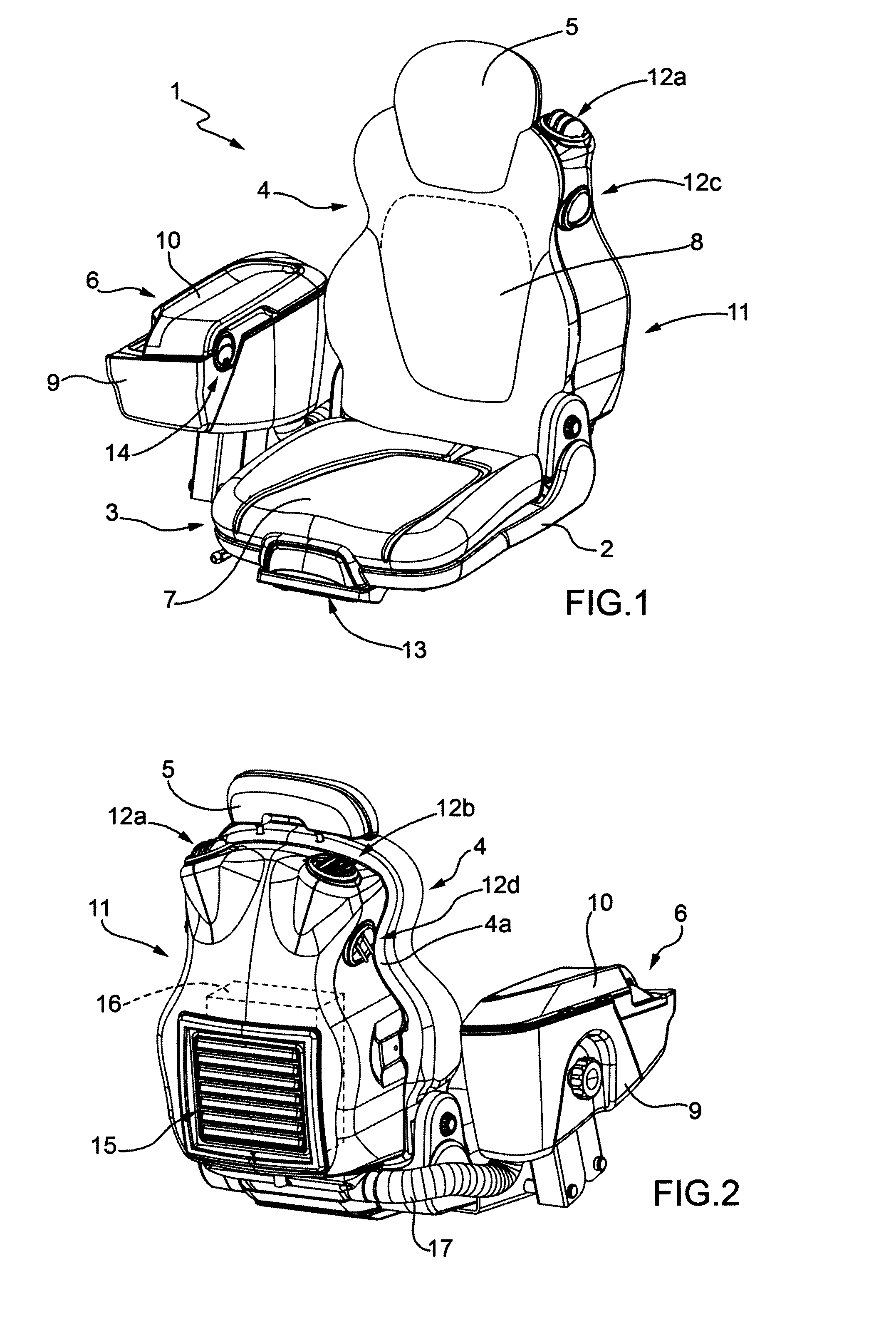Air-conditioned seat for a cabin of a vehicle