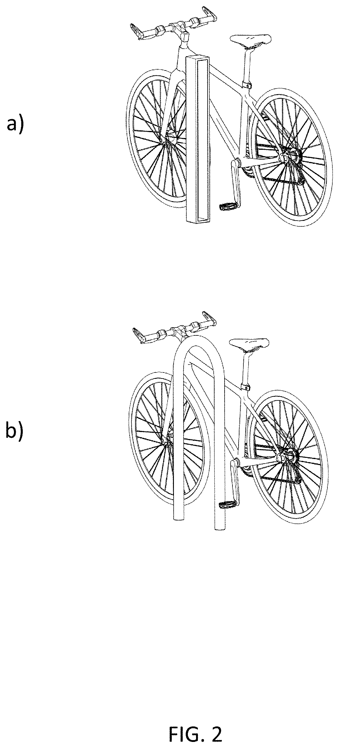 A bicycle parking stand for locking a bicycle to the stand comprising an electronic lock