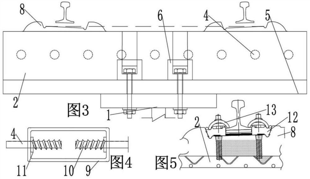 Ballastless track assembly for longitudinal and transverse beam system steel bridge, construction device and technology