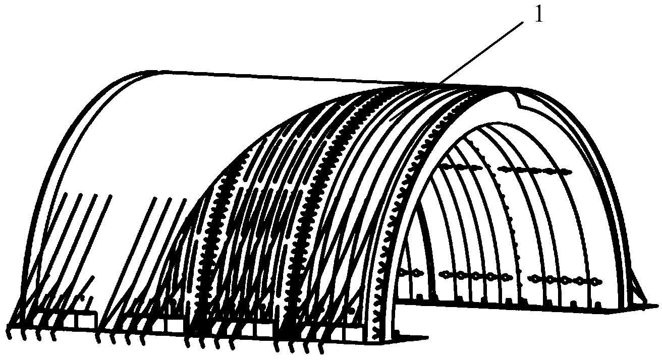 Continuous air inflating structure for hangar