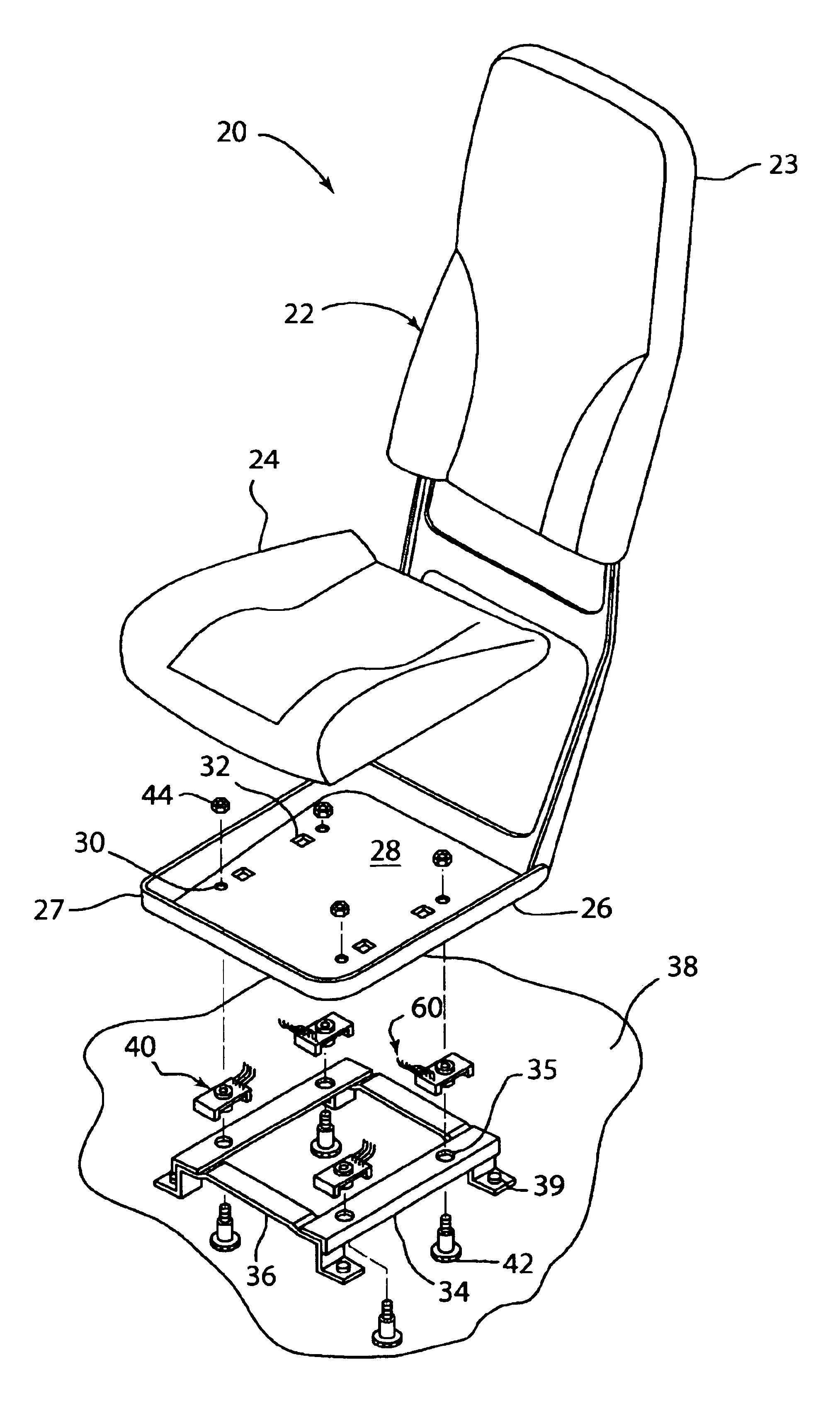Vehicle seat weight sensor