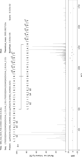 Mass spectrum-based complex cross-linked peptide fragment identification method