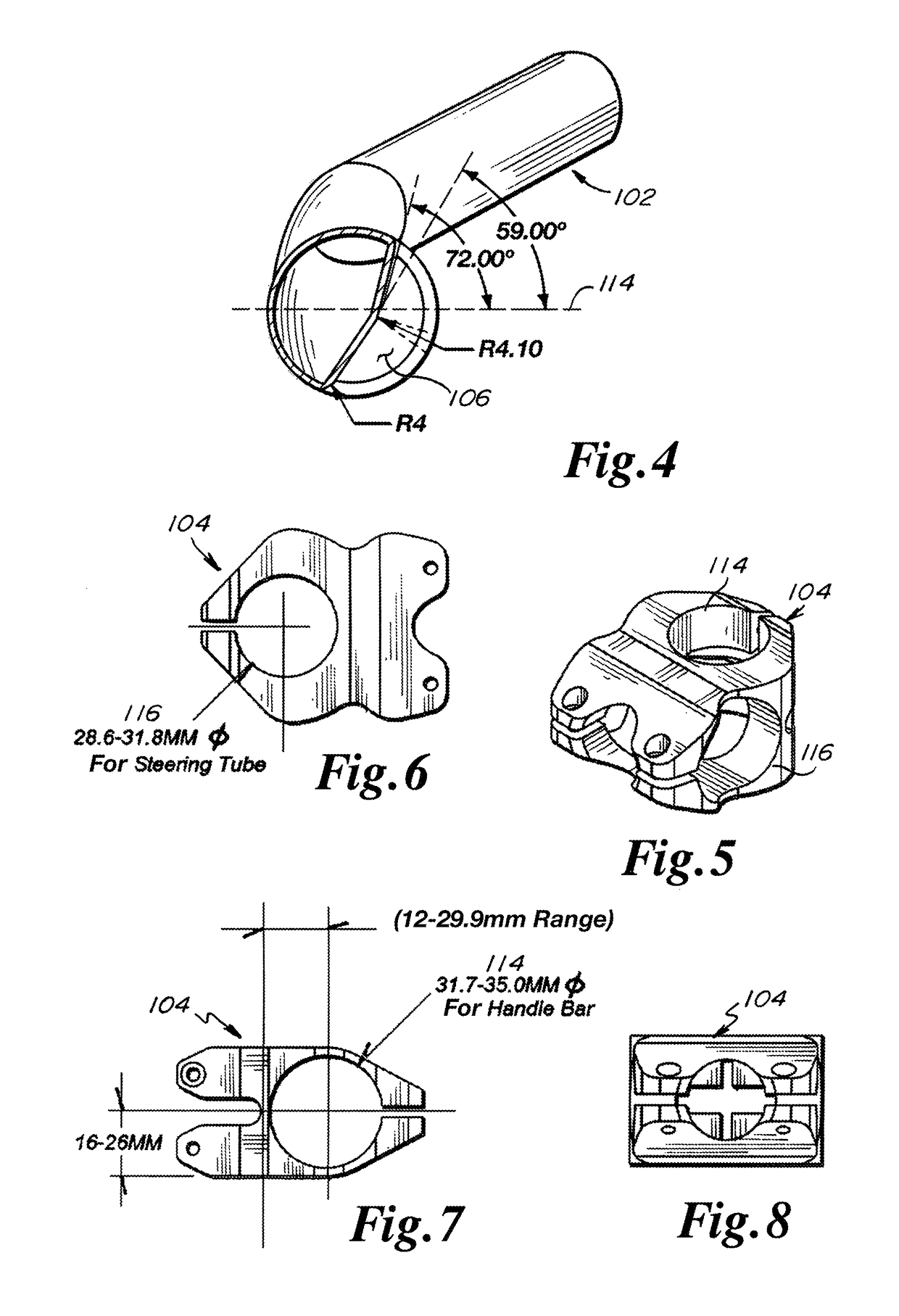 Bicycle handlebar, stem, and fork arrangement