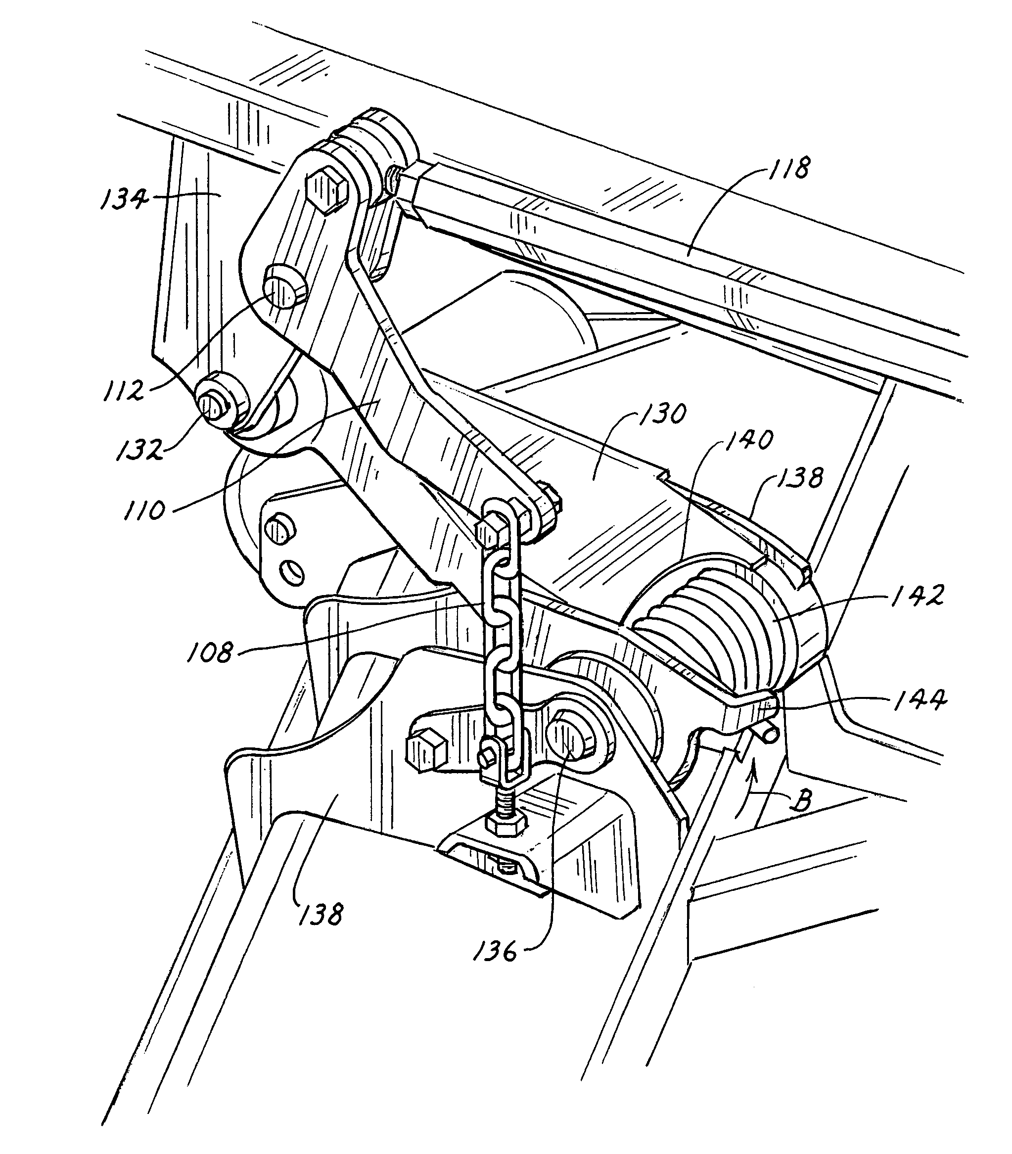 Mower with ground following cutting deck and weight transfer between deck and frame
