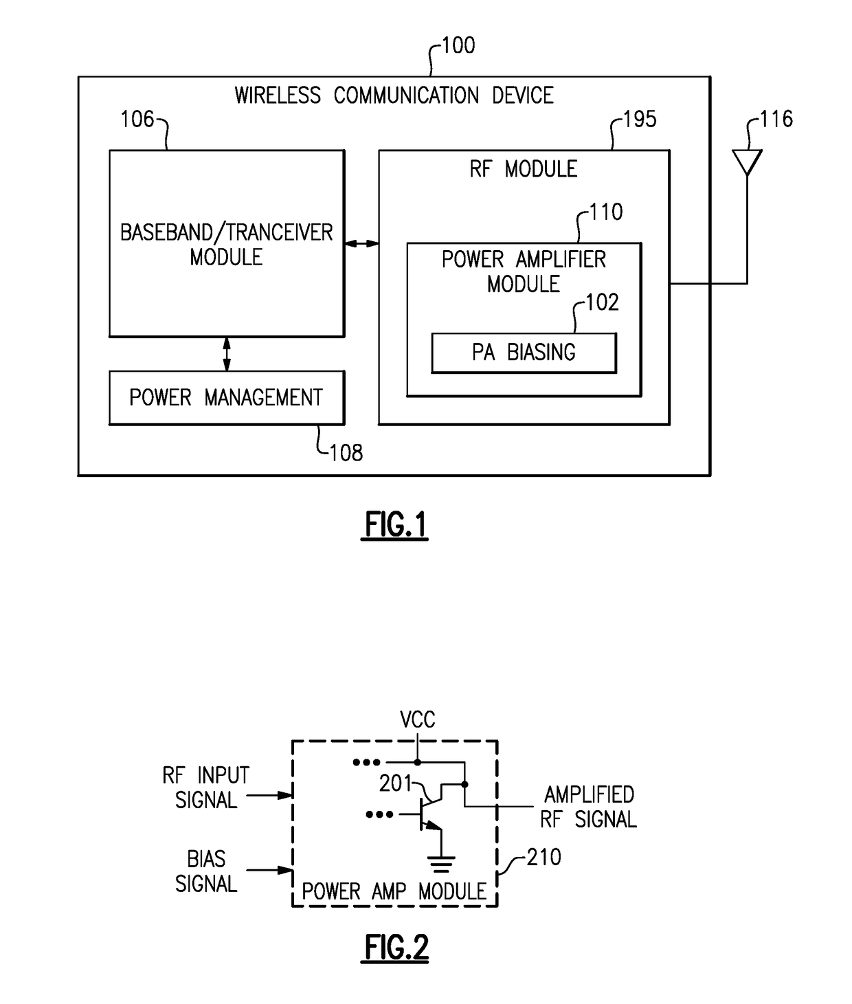 Radio-frequency and bias signal coupling in power amplifier devices