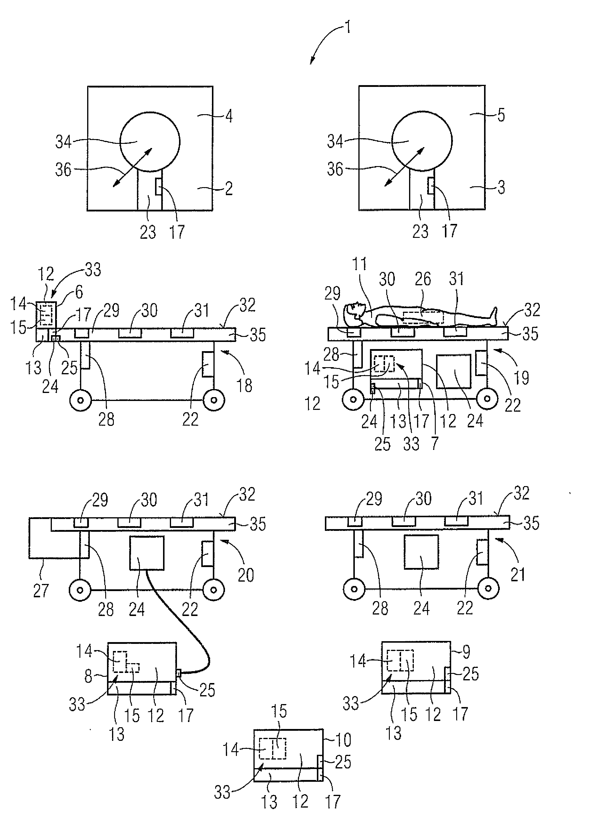 System with at least one medical imaging device, and method to prepare a sample for medical imaging