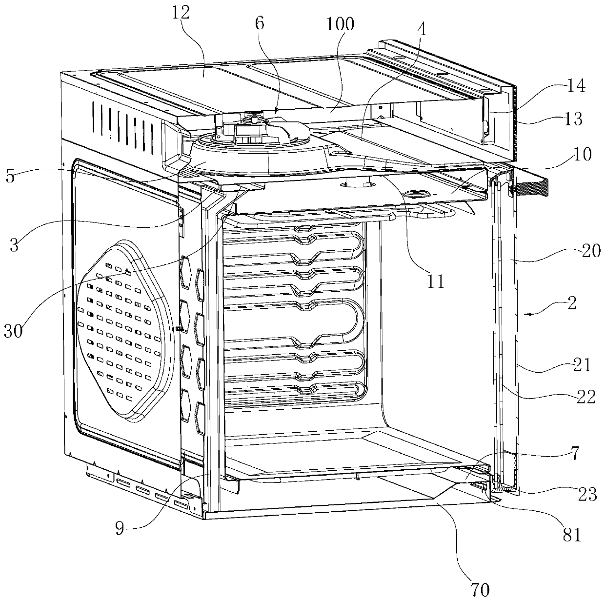 Baking oven with heat dissipation structure