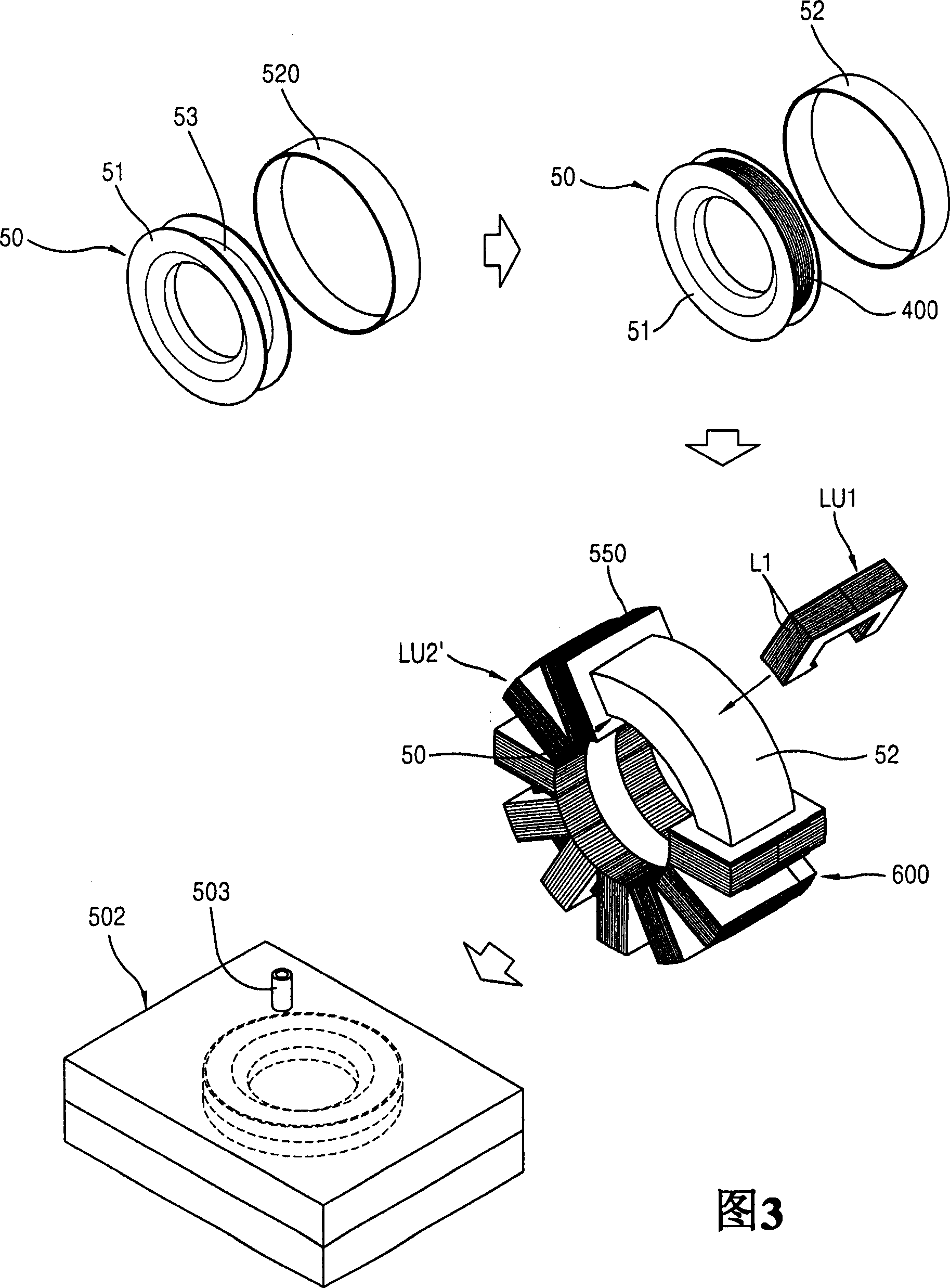 Stator for reciprocating motor and fabrication method thereof